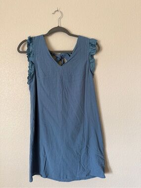 Cupshe Dusty Blue Ruffle Swim Cover Up Dress